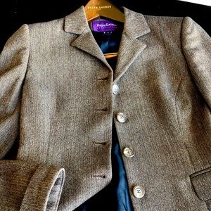 Vintage 2000’s Ralph Lauren Purple Label Brown Tweed Riding Jacket